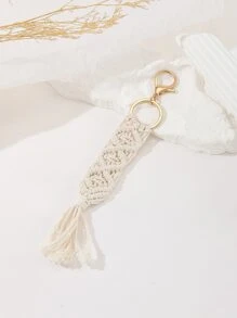 1 Móc khóa móc thủ công phong cách Bohemian dành cho nữ kèm mặt dây chuyền hình túi xách, quà tặng cho mẹ, trường học, phụ kiện ô tô dễ thương theo phong cách Goth Y2k - Màu be - Xem 2
