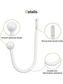 Set de 1/2/4 piezas de ganchos en forma de U para cortinas de metal con 2/4/8 tornillos y 2/4/8 tubos de expansión incluidos