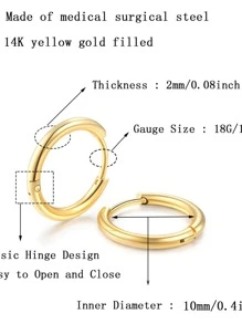 1入組極簡風格圓形形狀耳環 - 金色 - 查看 4