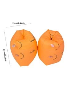 1對成人兒童游泳膀子浮環，氣墊漂浮膀袖游泳圈，PVC充氣臂圈 - 橘色 - 查看 2