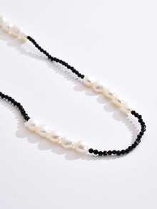 1入組925純銀和自然人工培養淡水珍珠優雅女士頸鏈