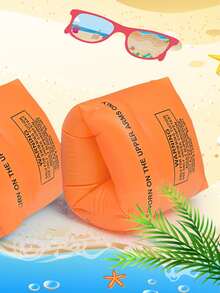 1對成人兒童游泳膀子浮環，氣墊漂浮膀袖游泳圈，PVC充氣臂圈 - 橘色 - 查看 4