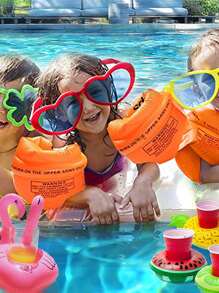 1對成人兒童游泳膀子浮環，氣墊漂浮膀袖游泳圈，PVC充氣臂圈 - 橘色 - 查看 7