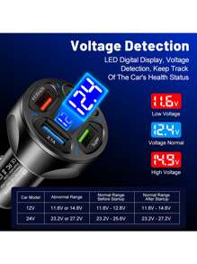 4 USB Port 120W Max Super Fast Car Charger Compatible With iPhone Samsung Android Cell Phone - Black - View 4