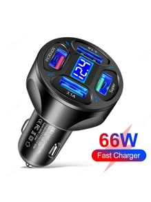 4 USB Port 120W Max Super Fast Car Charger Compatible With iPhone Samsung Android Cell Phone - Black - View 8