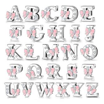MAGIC CHARMS 1pc S925 Sterling Silver 26 Alphabet Letter Bead For Diy Jewelry Making