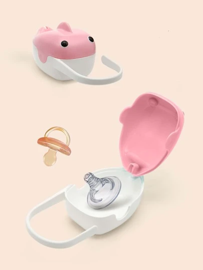 1pc Baby Cartoon Whale Design Dust-proof Portable Hanging Pacifier Storage Box
