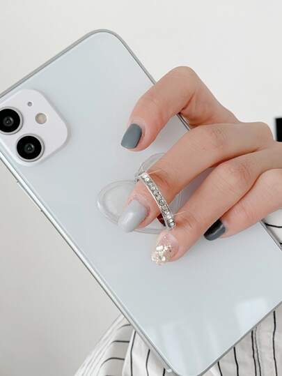 Rhinestone & Heart Decor Phone Ring Holder Compatible With IPhone, Android Phone, Gift For Birthday, Family, Friends Finger Ring Holder, Phone Grip, Phone Accessories