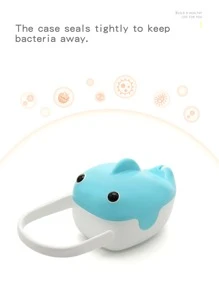 1pc Baby Cartoon Whale Design Dust-proof Portable Hanging Pacifier Storage Box - Blue - View 6