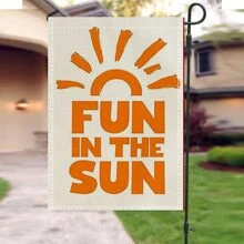 1入組迷人樂趣在太陽字母圖案雙面亚麻花園旗幟裝飾用品花園(不附帶旗桿) - 彩色 - 查看 6