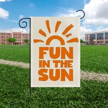 1入組迷人樂趣在太陽字母圖案雙面亚麻花園旗幟裝飾用品花園(不附帶旗桿) - 彩色 - 查看 2