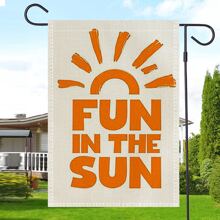 1入組迷人樂趣在太陽字母圖案雙面亚麻花園旗幟裝飾用品花園(不附帶旗桿) - 彩色 - 查看 3