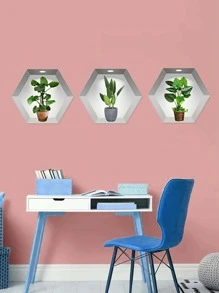 3 件绿色植物印花墙贴、贴纸、墙贴花、乙烯基贴花用于家居装饰、春季装饰品让您的家焕然一新、拉玛装饰贴纸礼物生日毕业 - 彩色 - 查看 2