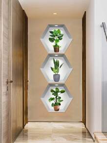 3 件绿色植物印花墙贴、贴纸、墙贴花、乙烯基贴花用于家居装饰、春季装饰品让您的家焕然一新、拉玛装饰贴纸礼物生日毕业 - 彩色 - 查看 3