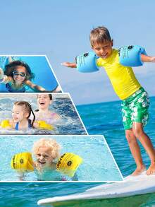 1對成人兒童游泳膀子浮環，氣墊漂浮膀袖游泳圈，PVC充氣臂圈 - 橘色 - 查看 1