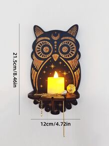 1 Pieza Colgante De Portavelas De Madera, Patrón Creativo De Forma De Animal, Estante De Cristal Con Colgante De Pared, Ornamentos De Colgar Hechos A Mano Para Dormitorio - Multicolor - Ver 2