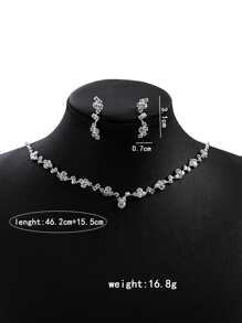 1 set europeo y americano de moda elegante con diamante de imitación Collar con Set pendiente , Joyas nupciales Mujer boda Accesorios