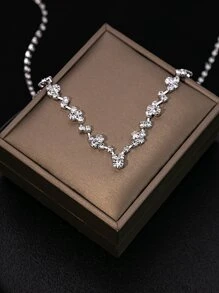 1 set europeo y americano de moda elegante con diamante de imitación Collar con Set pendiente , Joyas nupciales Mujer boda Accesorios