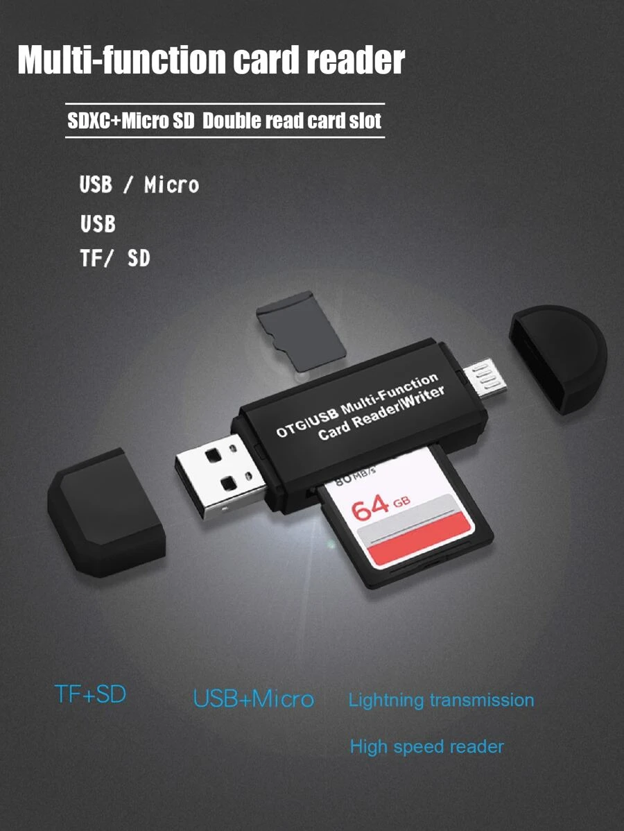 1入組USB2.0讀卡器 - 黑色 - 查看 1