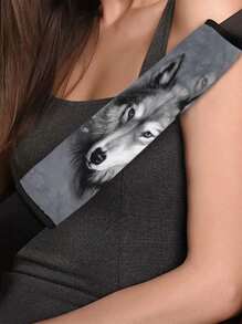 Wolf Pattern Car Seat Belt Pad - Multicolor - View 2