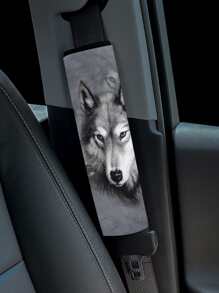 Wolf Pattern Car Seat Belt Pad - Multicolor - View 1