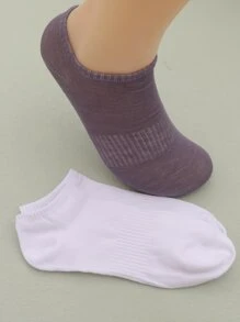 10 双女士基本款纯色低帮袜子，黑色和白色，松紧底部，透气运动休闲短袜 - 彩色 - 查看 4