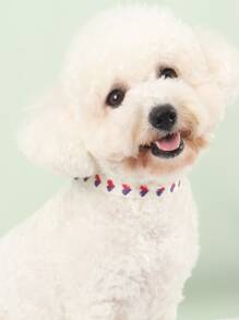 1pc Jacquard Soft Pet Collar With Heart Pattern, Suitable For Small Cats And Dogs (Not For Large Dogs)