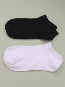 10 双女士基本款纯色低帮袜子，黑色和白色，松紧底部，透气运动休闲短袜 - 彩色 - 查看 6