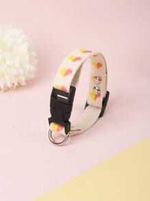 1入柔軟提花織寵物項圈，帶有心形圖案，適用於小型貓狗（不適合大型犬）