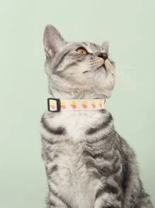 1入柔軟提花織寵物項圈，帶有心形圖案，適用於小型貓狗（不適合大型犬）