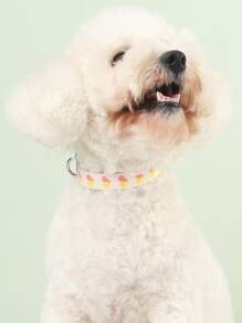 1入柔軟提花織寵物項圈，帶有心形圖案，適用於小型貓狗（不適合大型犬）