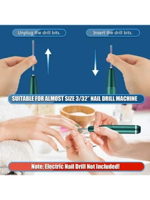 19 件/套指甲钻头套装、3/32 英寸钻石角质层电动指甲锉和陶瓷丙烯酸凝胶指甲钻头套件、丙烯酸美甲工具、硬质合金去除钻头，适用于修甲修脚、家庭沙龙 - 白色 - 查看 4