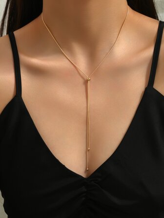 1pc Fashion Stainless Steel Minimalist Y Lariat Necklace For Women For Daily Decoration