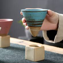 日式粗陶器茶杯和錐形咖啡杯 - 米色 - 查看 5