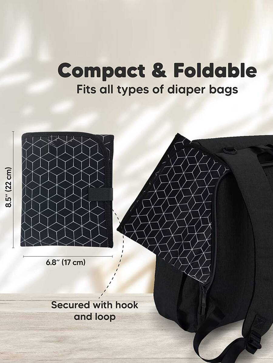 便攜式尿布更換墊 - 防水可折疊嬰兒更換墊 - 旅行尿布更換墊 - 嬰兒輕便更換墊 - 嬰兒換尿布台 - 可機洗 - 黑色 - 查看 1