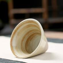 Japanese-style Coarse Pottery Tea Cup & Cone-shaped Coffee Cup - Pink - View 3