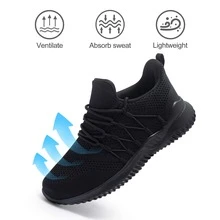 Womens Sneakers Tennis Shoes - Comfort Lightweight Non Slip Athletic Shoes for Gym Running Work Casual - 全黑 - 查看 3