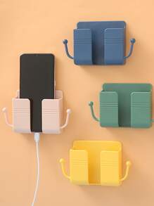 壁掛式收納架子適用於手機,遙控,電視和空調控制器,床側牆充電支架帶鉤,收納架 - 藏蓝色 - 查看 1