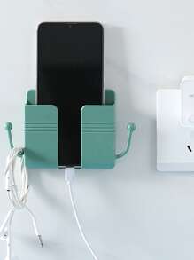 壁掛式收納架子適用於手機,遙控,電視和空調控制器,床側牆充電支架帶鉤,收納架 - 藏蓝色 - 查看 3