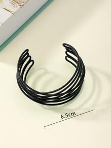 1pc Black Summer Fashionable Simple Linear Cuff Bracelet For Casual Style
