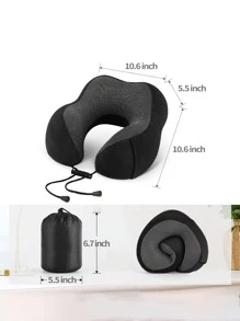 Gối du lịch có túi đựng, gối cổ và tựa đầu bằng mút hoạt tính tốt nhất, có túi đựng bên hông, thích hợp cho giấc ngủ, nghỉ ngơi, máy bay, ô tô, gia đình và du lịch (Đen) - màu đen - Xem 7