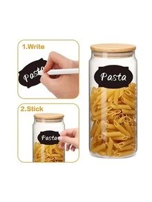 20入組貼紙+白色筆,防水標籤貼紙適用於收納盒,自黏式標籤貼紙 - 黑色 - 查看 4