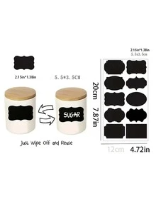 20入組貼紙+白色筆,防水標籤貼紙適用於收納盒,自黏式標籤貼紙 - 黑色 - 查看 7