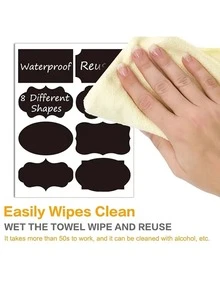 20入組貼紙+白色筆,防水標籤貼紙適用於收納盒,自黏式標籤貼紙 - 黑色 - 查看 6