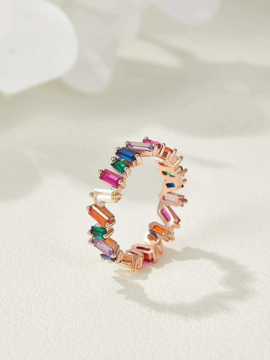 THINTIME Anillo zirconia cúbica