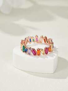 THINTIME Anillo zirconia cúbica