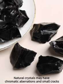 1pc/100g Natural Black Obsidian Crystal Rocks Raw Stones For Tumbling, Black Obsidian Crystals Bulk Rough Gemstone For Jewelry Making, Healing, Meditation, Sculpture Best Gifts - Black - View 10