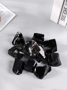1pc/100g Natural Black Obsidian Crystal Rocks Raw Stones For Tumbling, Black Obsidian Crystals Bulk Rough Gemstone For Jewelry Making, Healing, Meditation, Sculpture Best Gifts - Black - View 4