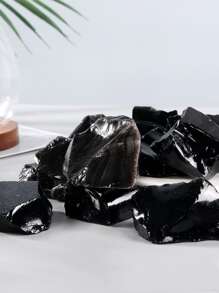 1pc/100g Natural Black Obsidian Crystal Rocks Raw Stones For Tumbling, Black Obsidian Crystals Bulk Rough Gemstone For Jewelry Making, Healing, Meditation, Sculpture Best Gifts - Black - View 5