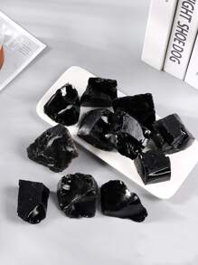 1pc/100g Natural Black Obsidian Crystal Rocks Raw Stones For Tumbling, Black Obsidian Crystals Bulk Rough Gemstone For Jewelry Making, Healing, Meditation, Sculpture Best Gifts - Black - View 1